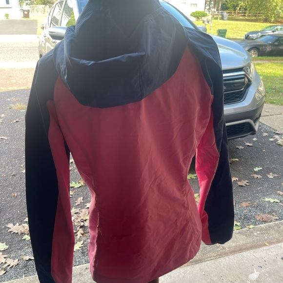 Columbia Softshell Jacket Women Medium Pink Blue Lightweight Hooded Full Zip - Picture 5 of 5